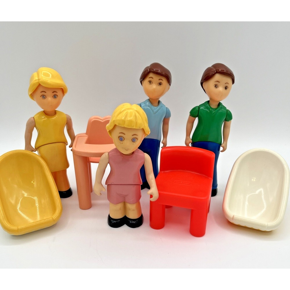 Vintage 90's Little Tikes Dollhouse Figures Car Seat Chairs Furniture lot of 8